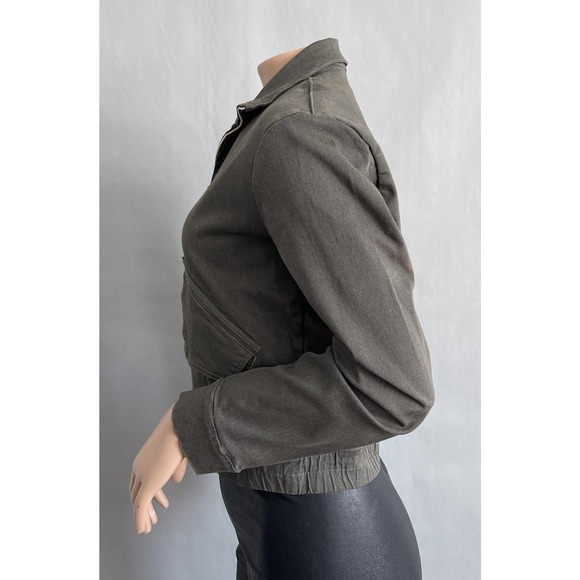 Mcguire Denim x Revolve Jacket Women S 'Paradiso' Twill Moto Stretch Gray Crop - Picture 3 of 9